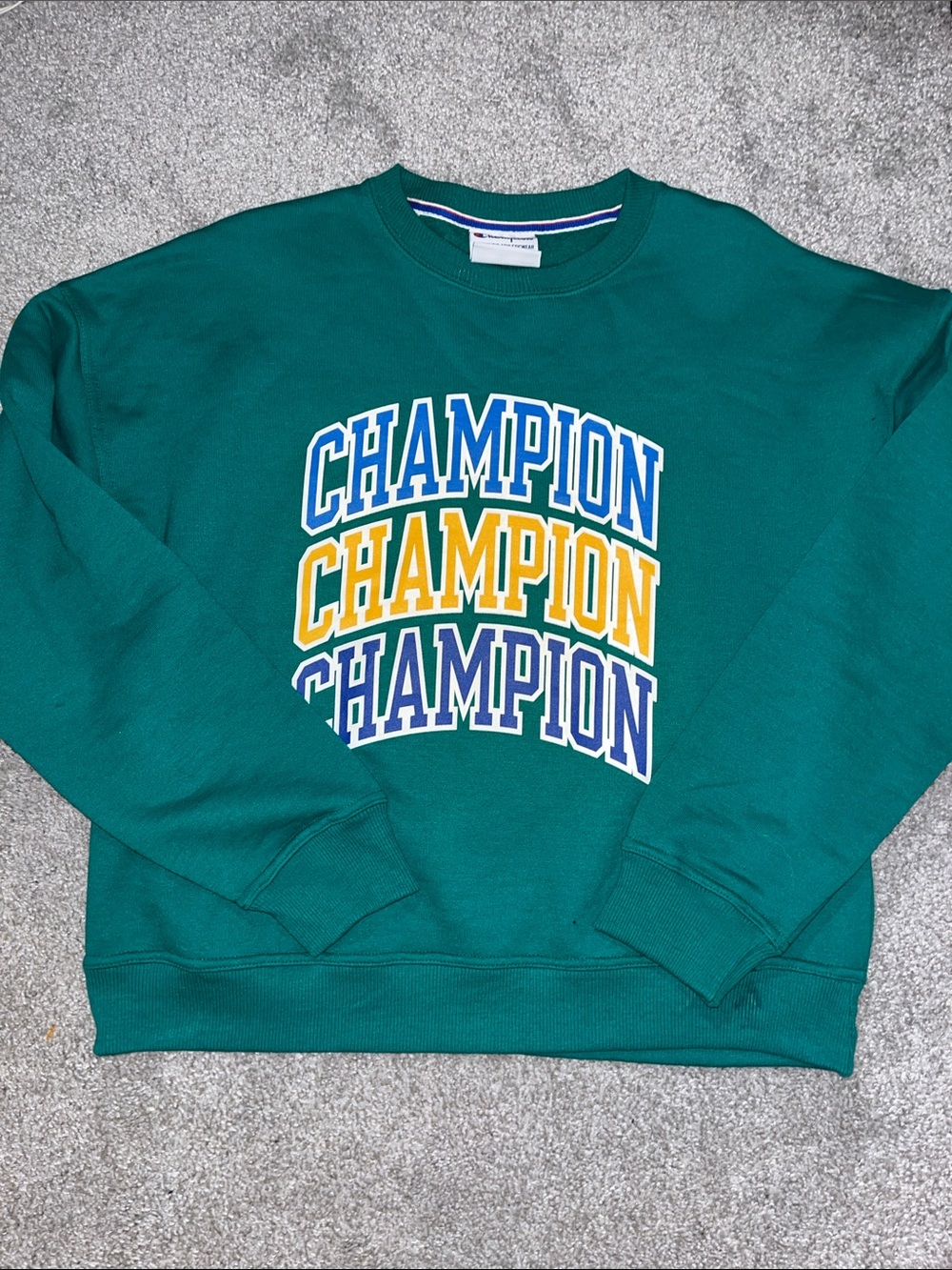 Green fleece Champion Triple threat women’s oversize sweatshirt M ladies